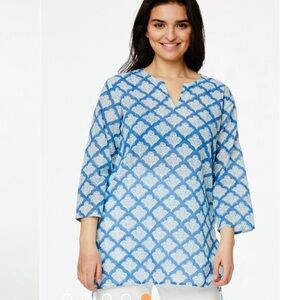 Roller Rabbit • Jemina Kurta Tunic Top 100% Cotton Size Medium